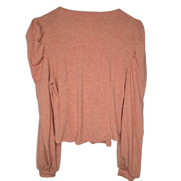 Peach Love Womens Peach Lace Up Front Puff Sleeve Corset Style Top Size Large - Picture 2 of 8